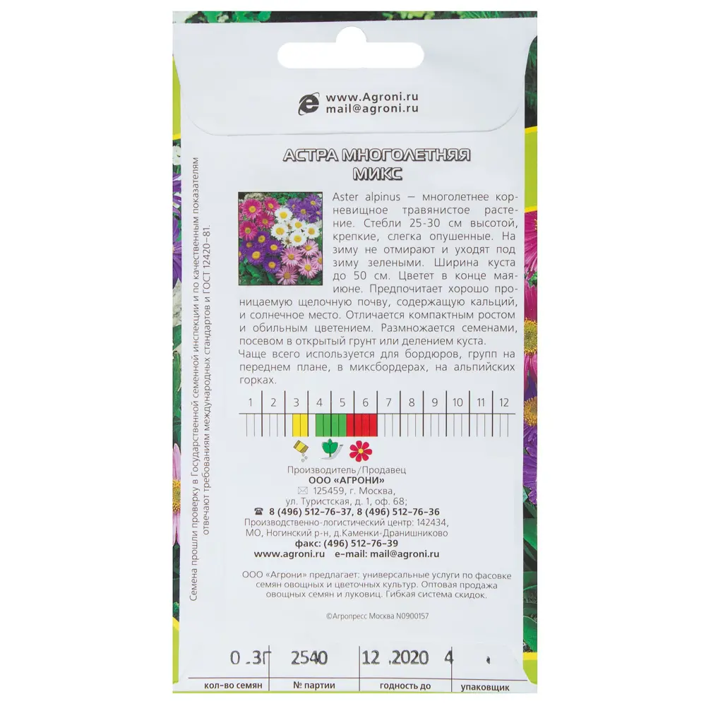 Семена цветов Астра многолетняя микс смесь окрасок Agroni 13068151 STLM-2029256  - Вид №1