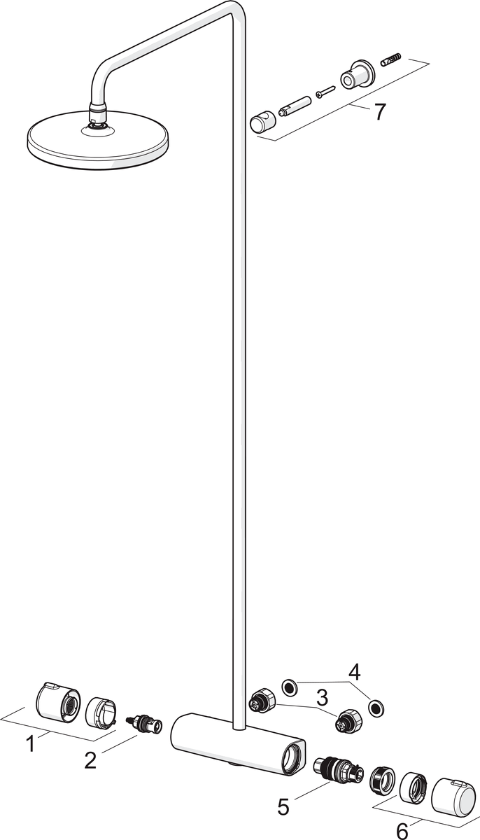 Oras 7400U Смеситель с верхним душем rain shower 7400U Nova Хром  - Вид №4