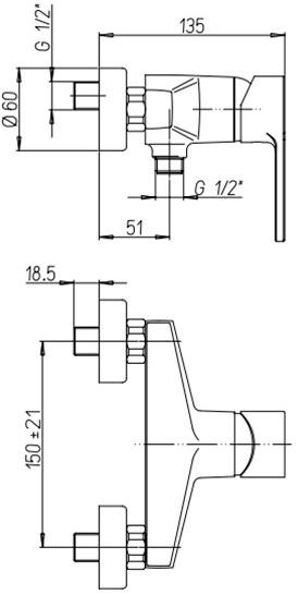 Paini Le Mans 90CR5112SKM смеситель для душа  - Вид №2