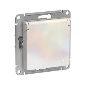 91586355 Розетка встраиваемая Systeme electric AtlasDesign 247045 с заземлением со шторками и крышкой цвет жемчуг STLM-1492846