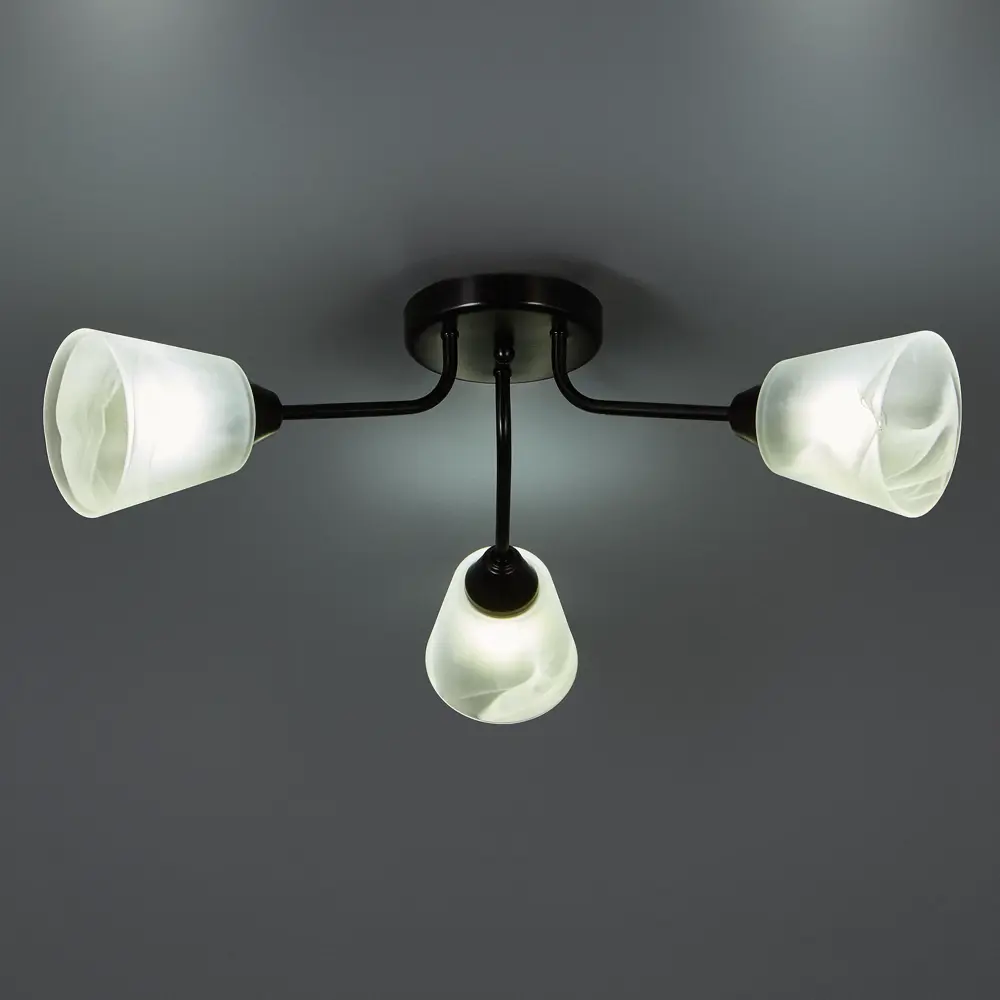 Люстра потолочная «Юкка» КС30097/3C, 3 ламп, 9 м², цвет чёрный/белый КЛЮЧНИК STLM-2069951 - Вид №1