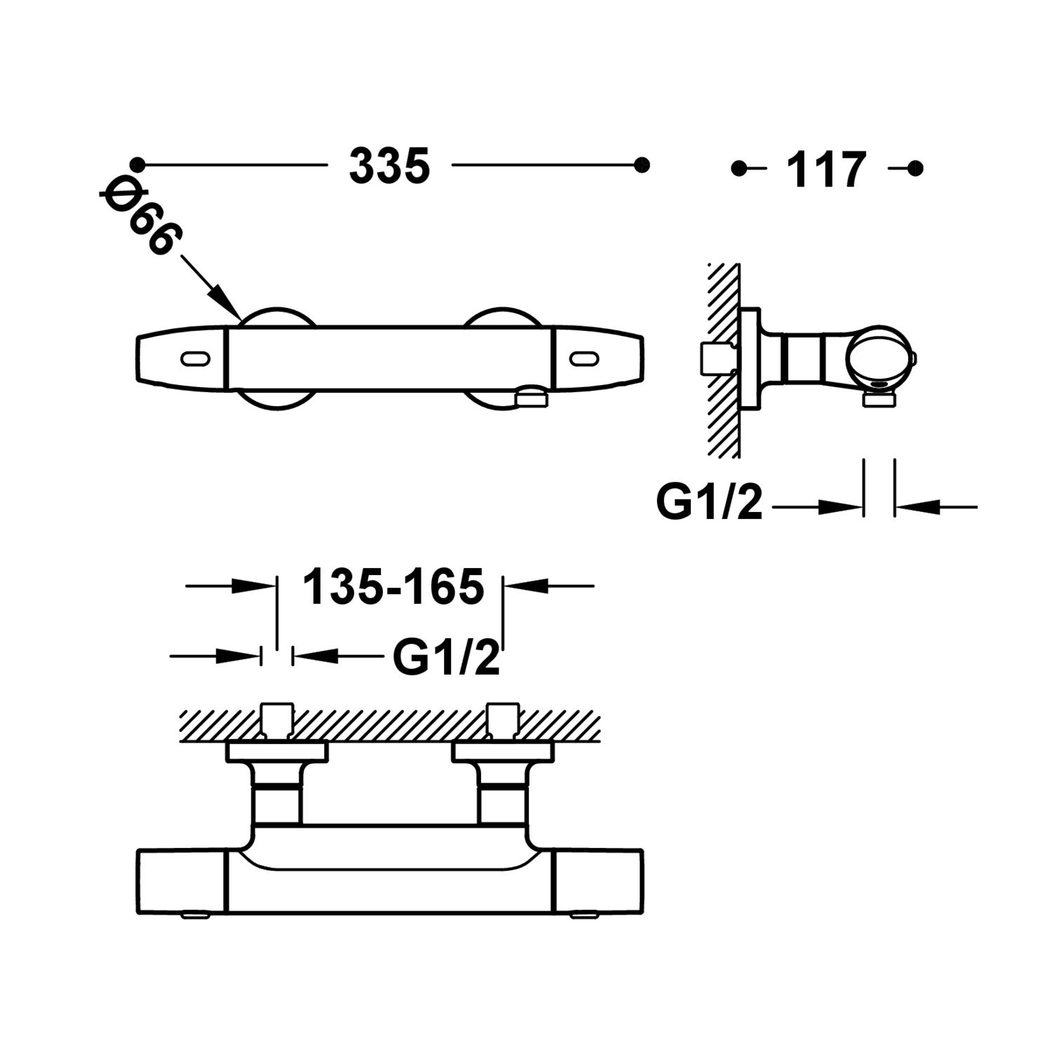 Настенный термостатический кран для душа-19016439 TRES Thermostatic - Вид №1