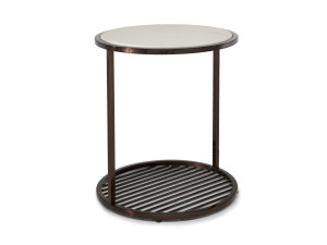 Мраморный и металлический круглый журнальный столик