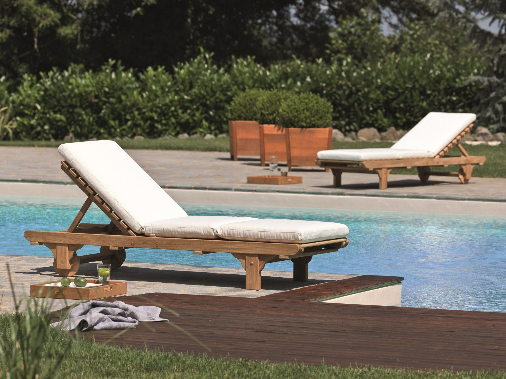 Садовая кровать с откидной спинкой из тикового дерева с колесами Unopiù Chelsea ARCH-00076668 - Вид №7