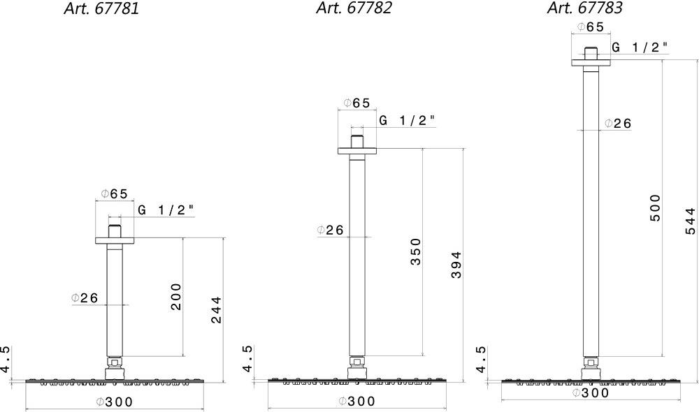 newform Потолочная лейка душа с кронштейном Head showers 67781 - Вид №1