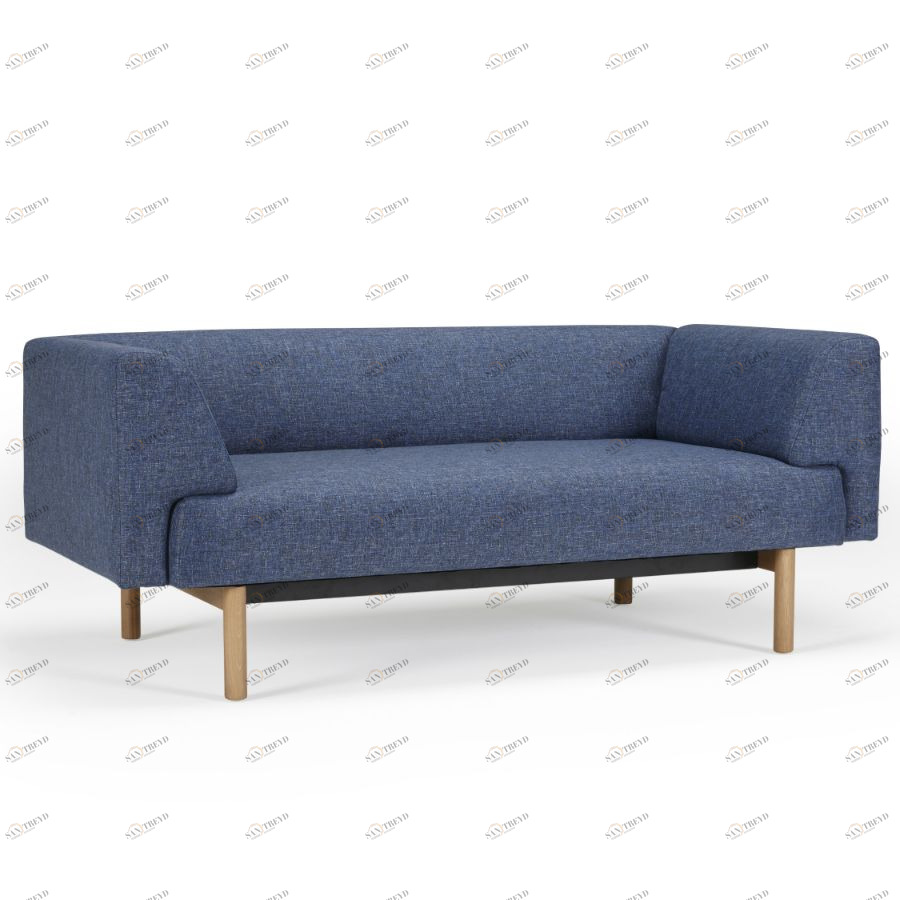 Диван-софа двухместный с мягкими подлокотниками Ebeltoft, лакированный дуб, светло-голубой Kragelund 21002202245