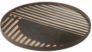 Ethnicraft Круглый деревянный поднос Urban geometry 20937