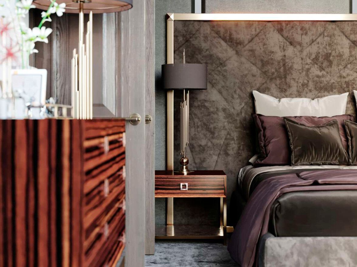 Деревянная двуспальная кровать с мягким изголовьем EUPHORIA NAME ARCH-00119114 - Вид №1