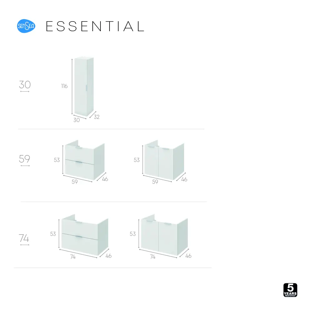 Тумба под раковину подвесная Sensea Essential с дверцами 60 см цвет белый 82597805 STLM-2114040 - Вид №9