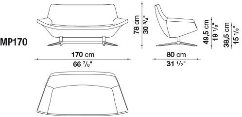 B&B Italia 2-местный тканевый диван Metropolitan Mp170 - Вид №4
