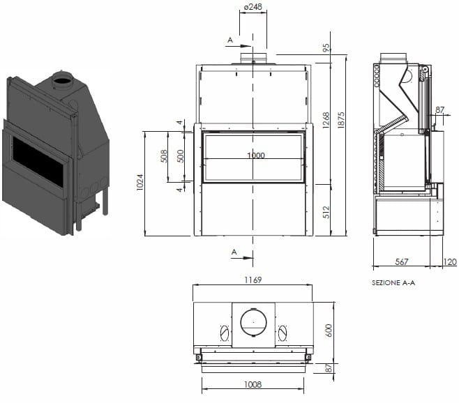 Стальной дровяной камин Antoniolupi SKEMABOX ARCH-00098217 - Вид №2