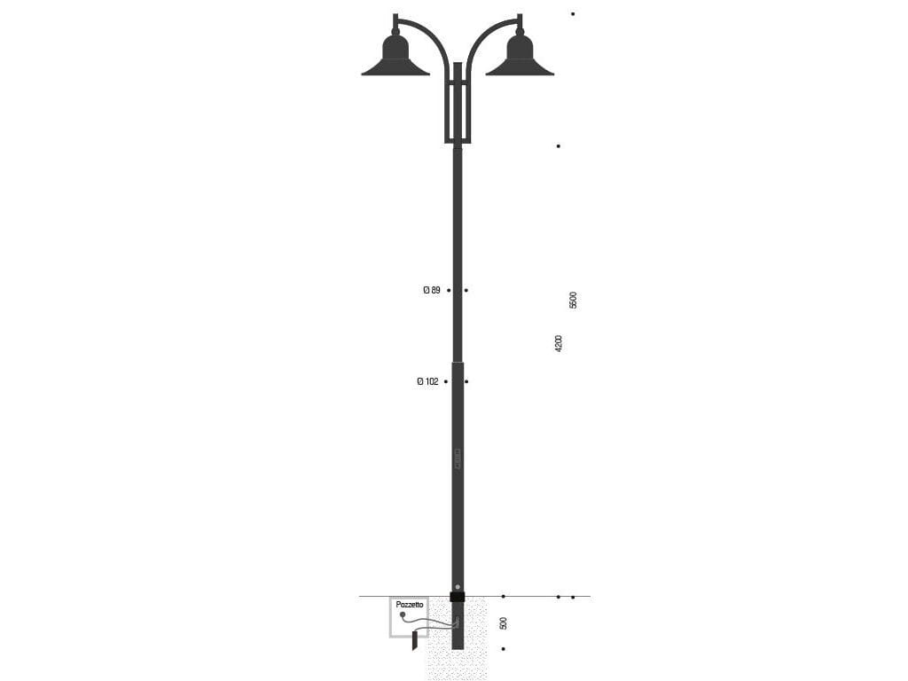 Чугунный уличный фонарь EUROCOMITALIA Palo moderno con doppia lampara ARCH-00074749 - Вид №2