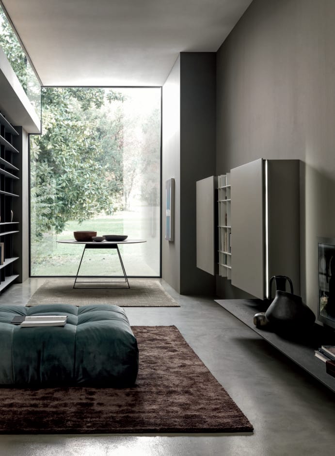 Стена оборудована деревянной и алюминиевой подставкой для телевизора MODULNOVA Blade ARCH-00110625 - Вид №1