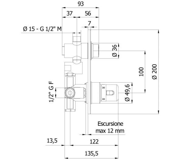 Встраиваемый смеситель для душа с таймером Thermomat Metrotap ARCH-00086070 - Вид №2