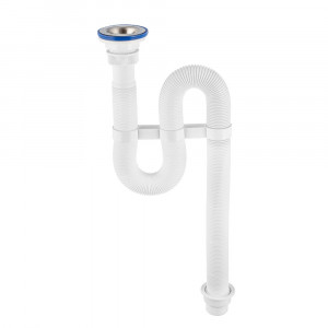 30980312 Сифон гофрированный "VIR" () с нерж.чашкой д.70мм (11/4"- д.40/50) Raiber