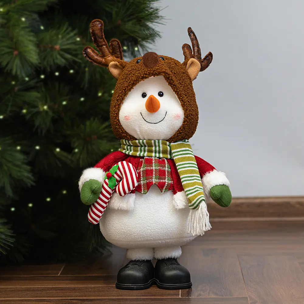89368045 Декоративная фигура Снеговик в шапочке олененка 28x15 см STLM-1355636 Santreyd Christmas
