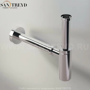 Agape  Сифон для раковин или биде с настенным защитным кольцом хромированный MET0409S