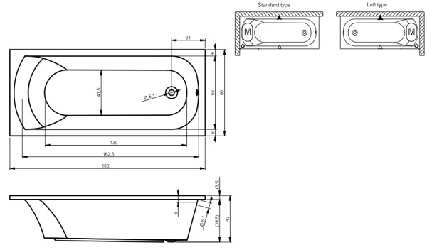 BB6400500000000_top1 Ванна Riho Miami Santreyd - Вид №4