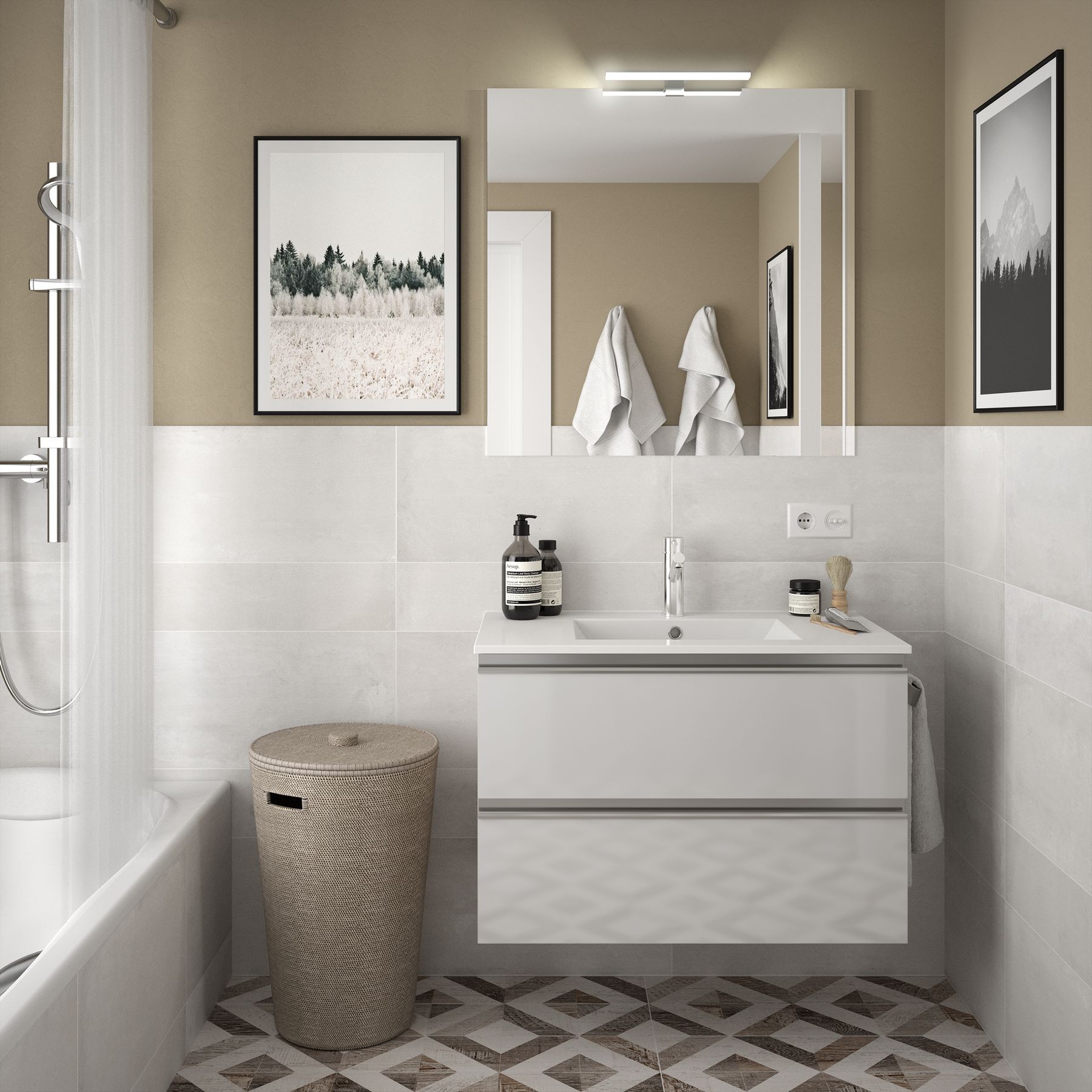 22634 SALGAR Мебель для умывальника SPIRIT 800 2 металлических ящика GLOSS WHITE 797 x 540 x 450 мм Глянцевый белый