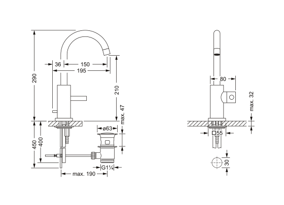 Смеситель для раковины, однорычажный JOERGER Charleston Square 634.10.333.000 - Вид №1