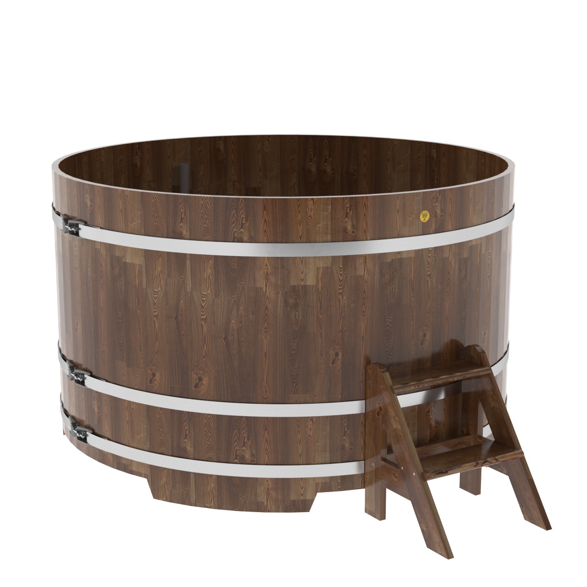 1558 Купель круглая из сращенных ламелей лиственницы d=1,80х1,1 морёная Alyarus 