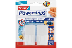 16394830 Водостойкие пластиковые крючки Powerstrips до 2кг, 2шт 59761-00000-00 TESA