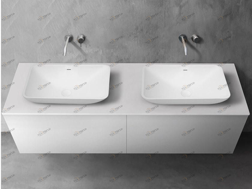 Blu Bathworks® Двойная столешница для умывальника синего цвета ∙ Stone ™ 1800 Sac1800 