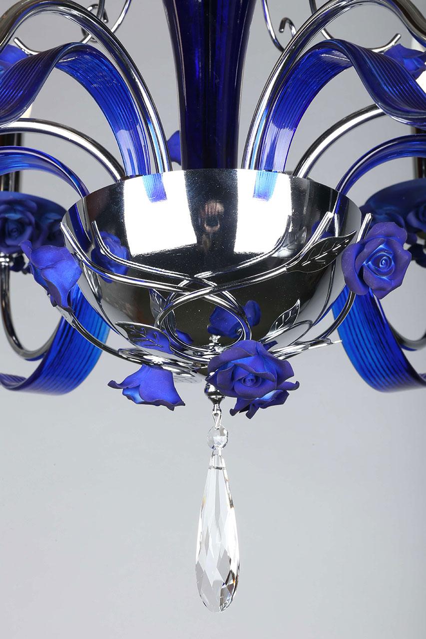 Подвесная люстра Omnilux Muntiggioni OML-70403-06 OMNILUX ДИЗАЙНЕРСКИЕ, MUNTIGGIONI CHROME 187093 Синий  - Вид №2