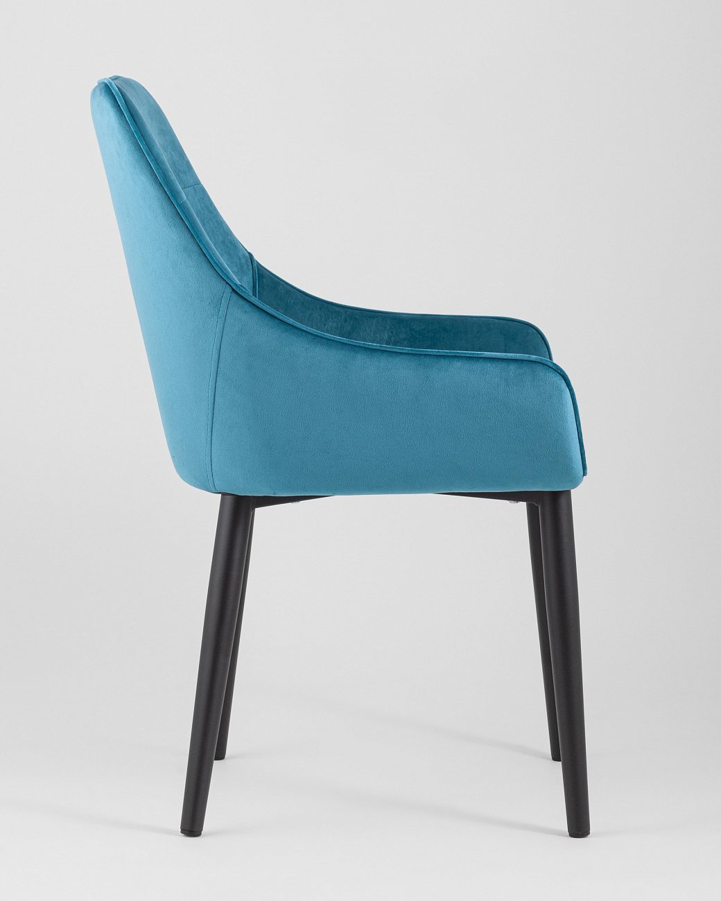 Стул с подлокотниками мягкий темно-бирюзовый с черными металлическими ножками "Диана" STOOL GROUP ДИЗАЙНЕРСКИЕ 00-3881953 Голубой  - Вид №2