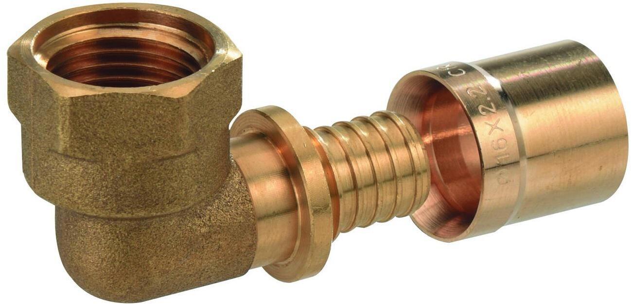 90159856 Угольник 90° PEXY Max с внутренней резьбой латунь 20x2.8 - 1/2" STLM-0120327 COMAP
