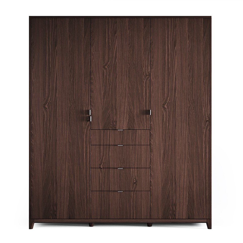 Шкаф трехстворчатый с ящиками темный дуб Case №2 THE IDEA  210386 Коричневый  - Вид №6