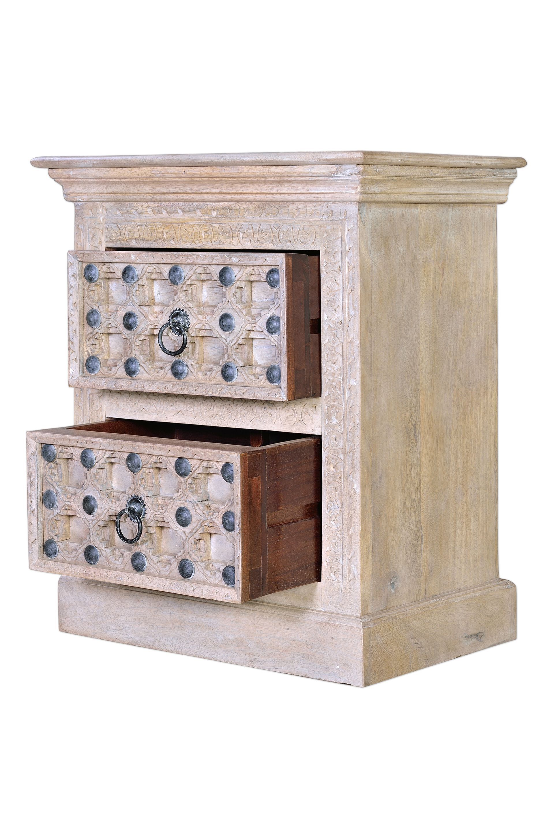 Прямоугольная тумбочка из манго с ящиками Giner y Colomer Bakhra Natural ARCH-00032008 - Вид №2