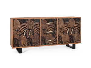 Шкаф из акации с распашными дверцами и ящиками