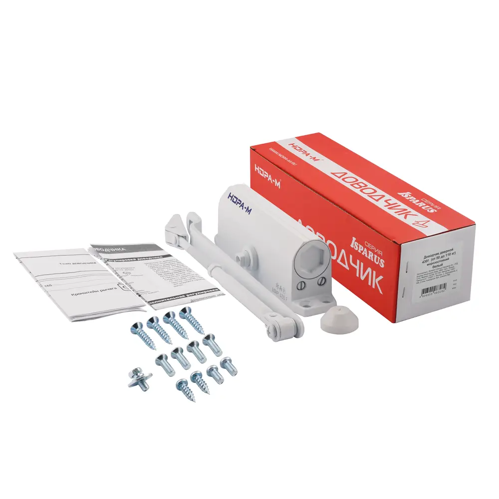 Доводчик дверной Норма-М Isparus 430F, 110 кг, силумин, цвет белый НОРА-М STLM-2102290 - Вид №1