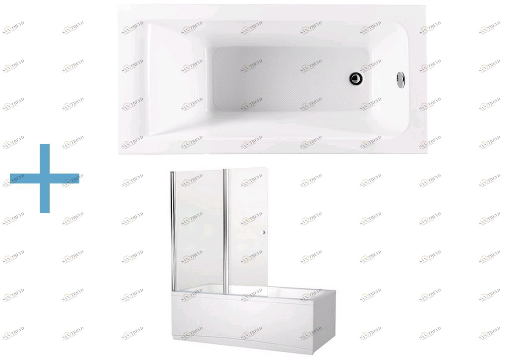 Акриловая ванна Aquanet Bright 155x70 (+ шторка Aquanet Alfa 4 NF6222-pivot) 0023959600196049