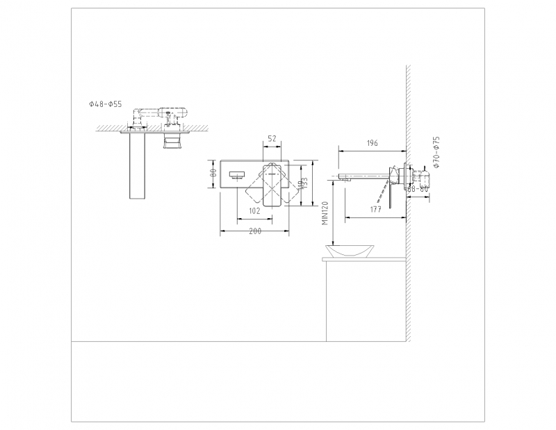 Встраиваемый смеситель PHILLIS P69183C-ENG bravat - Вид №1