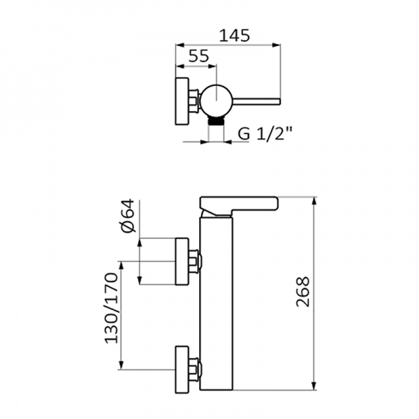 74324740 PREMIUM Chrome Смеситель для душа Хром GRB MIXERS AXIS - Вид №1
