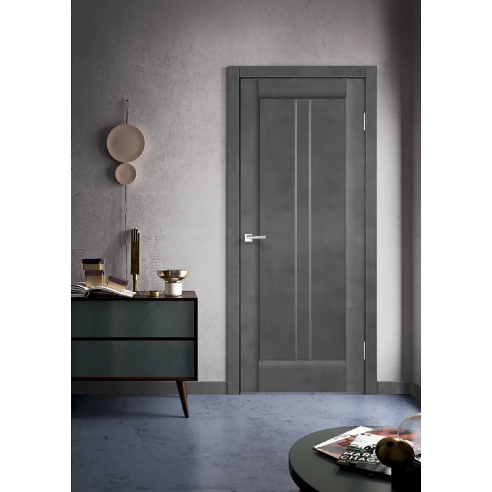 Комплект двери Сиэтл со стеклом 70x200 см ПВХ цвет лофт тёмный с добором 150 мм VELLDORIS STLM-2056727 - Вид №1