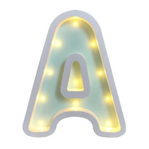 Ночник деревянный 30 см мятный "Буква А" LAMPA I DEREVO  00-3880234 Белый;зеленый