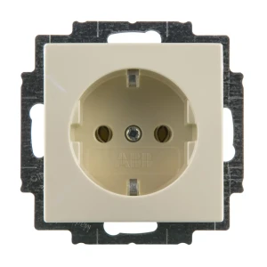 Розетка встраиваемая ABB Basic 55 с заземлением, цвет бежевый 13595824 STLM-2176845