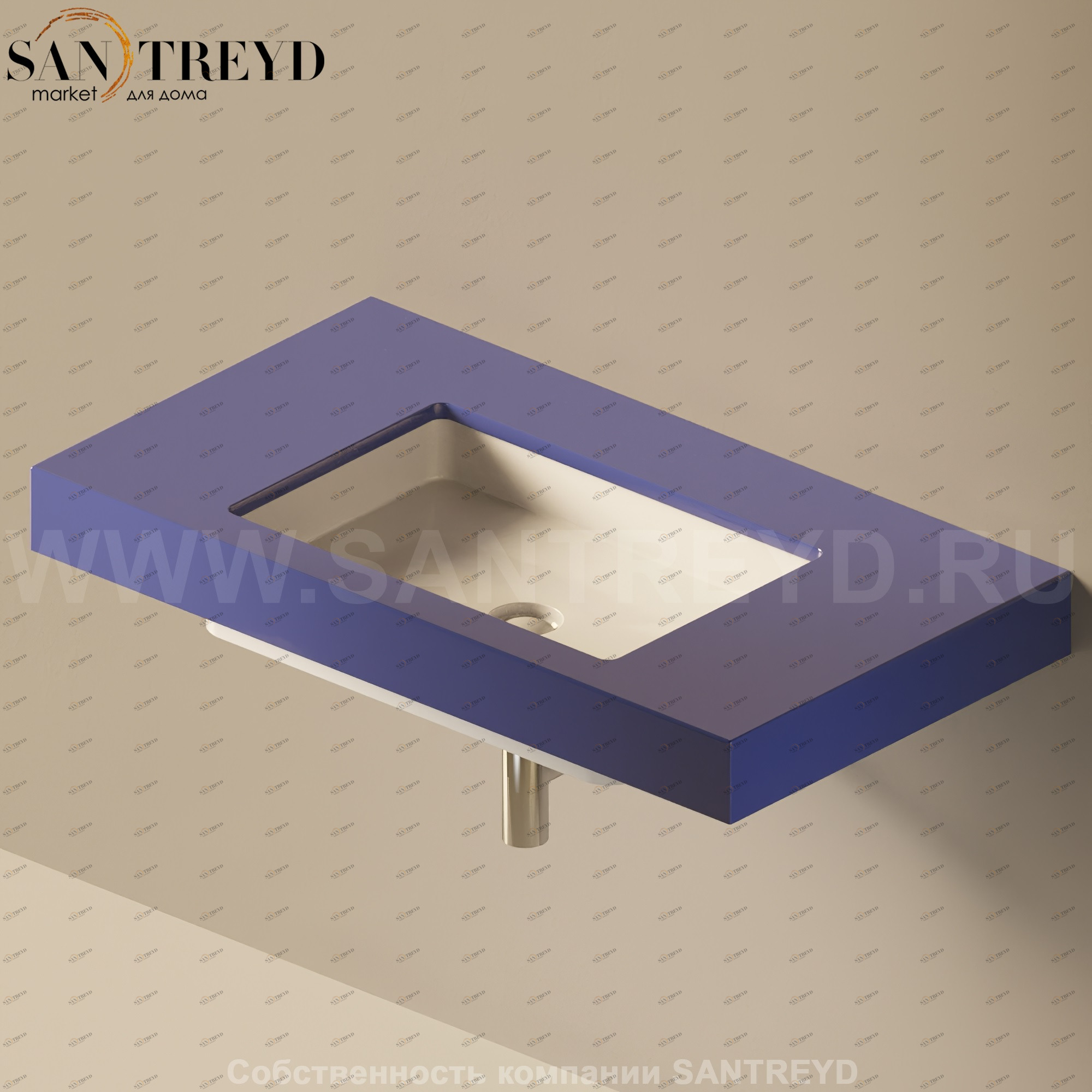 Flaminia FLYMAX Столешница с отверстием под раковину от 100 до 250 см синяя FY60SP.5003 Ceramica Flaminia FY60SP5003