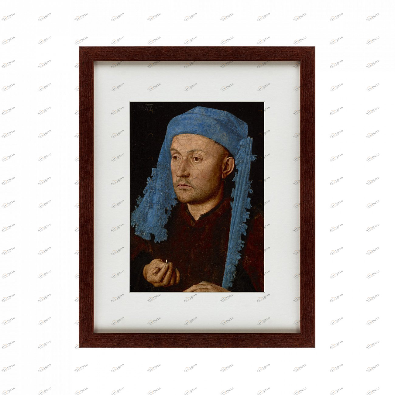 Картина в раме 47х60 см Portrait of a Man with a Blue Chaperon, ca. 1430 КАРТИНЫ В КВАРТИРУ  135612 Синий;черный 