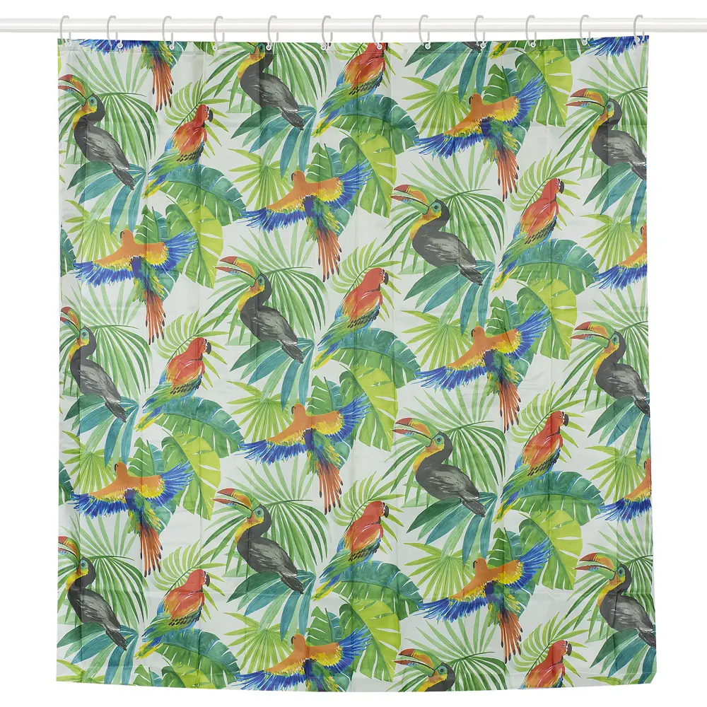 Штора для ванной комнаты «Туканы» 180х180 см цвет зелёный BATH PLUS ШТОРЫ CHARME RED STLM-2130919 - Вид №1