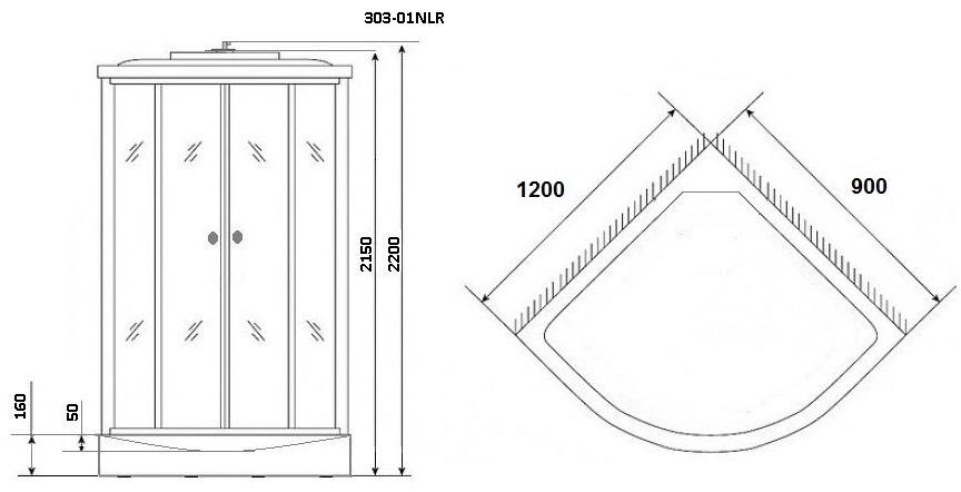 Душевая кабина NG-303-01LN (1200х800х2200) низкий поддон(16см) стекло МОЗАИКА Niagara Ultra 3030154LN - Вид №1
