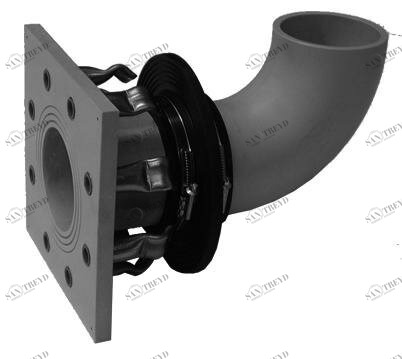 SANIT 301616 Стенка втулка PP оцинкованный с 90 ° изгибом, одной боковой фланец, втулка сталь дюбель 