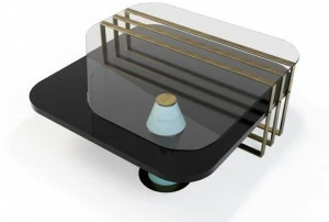 MARIONI Низкий лакированный журнальный столик из дерева Palm 02962