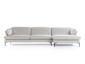 Модульный кожаный диван с подголовником и полуостровом