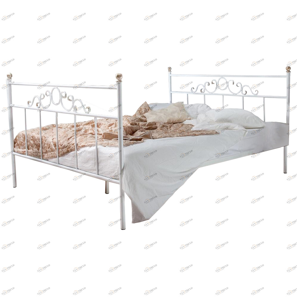 Кованая двуспальная кровать 160х200 с двумя спинками белая "Сандра" FRANCESCO ROSSI САНДРА 134664 Белый 