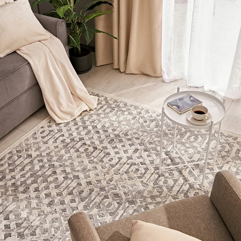 Ковер вискоза Рим 722W 195x280 см цвет светло-серый CTIM STLM-2106215