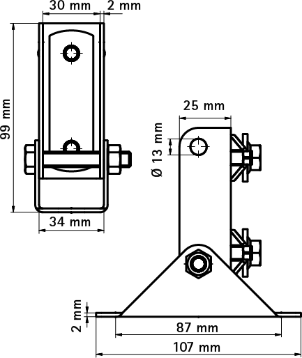 6613250 Монтажные профиля BIS RapidRail® Стеновой держатель подвижный монтаж к стене и полу WALRAVEN  - Вид №1